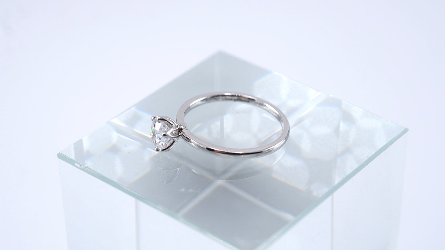 Round Brilliant Solitaire Ring With Petal Prongs
