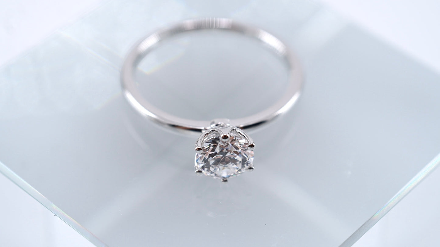 Round Brilliant Solitaire Ring With Petal Prongs